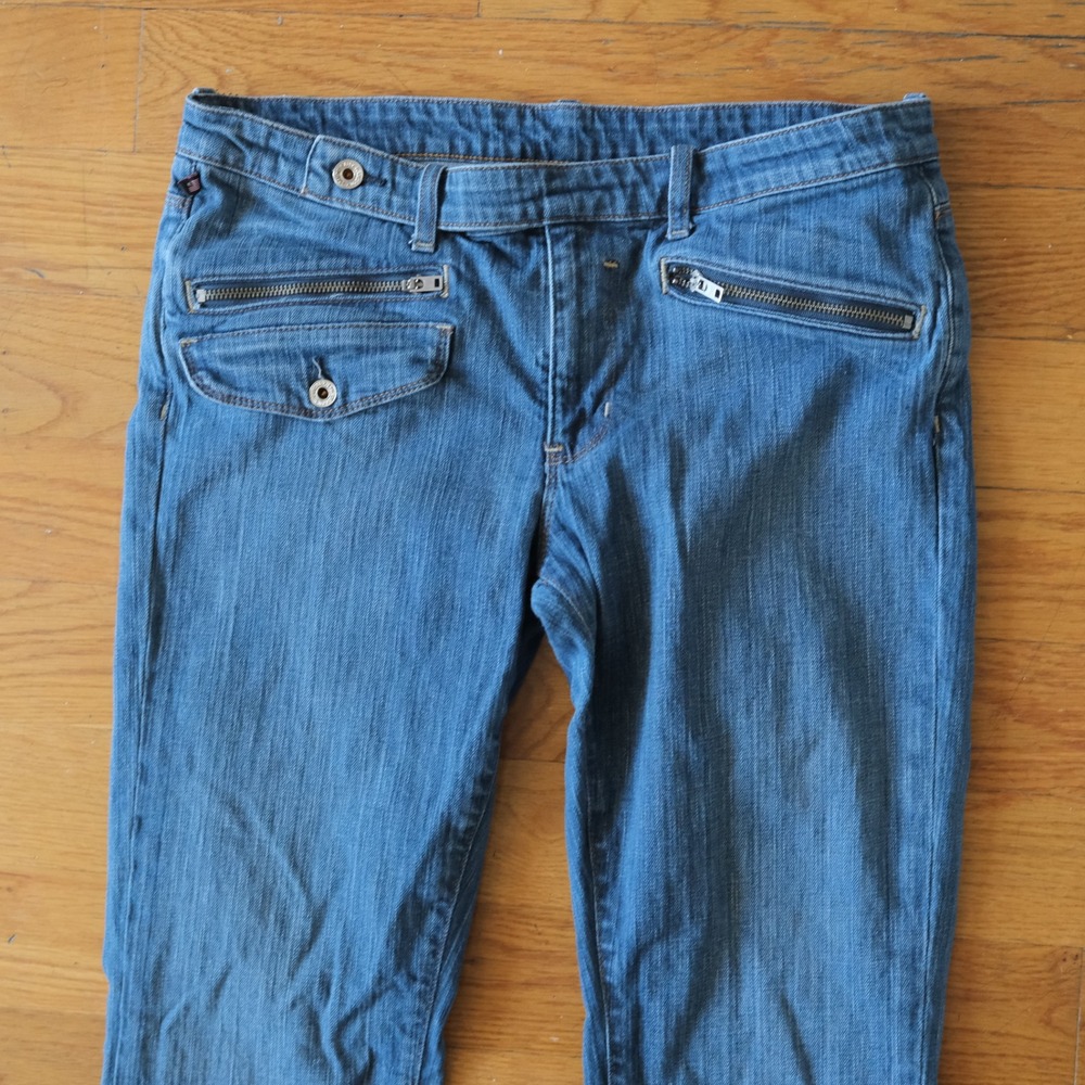 Polo Jeans Co Denim Jeans Women Blue Zip Pocket Y2K Utility 12 Whitney Flare Low - Picture 2 of 11